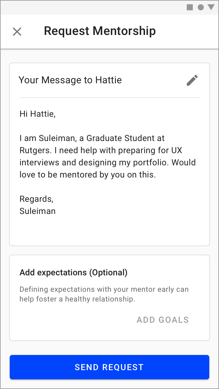 Contact request screen