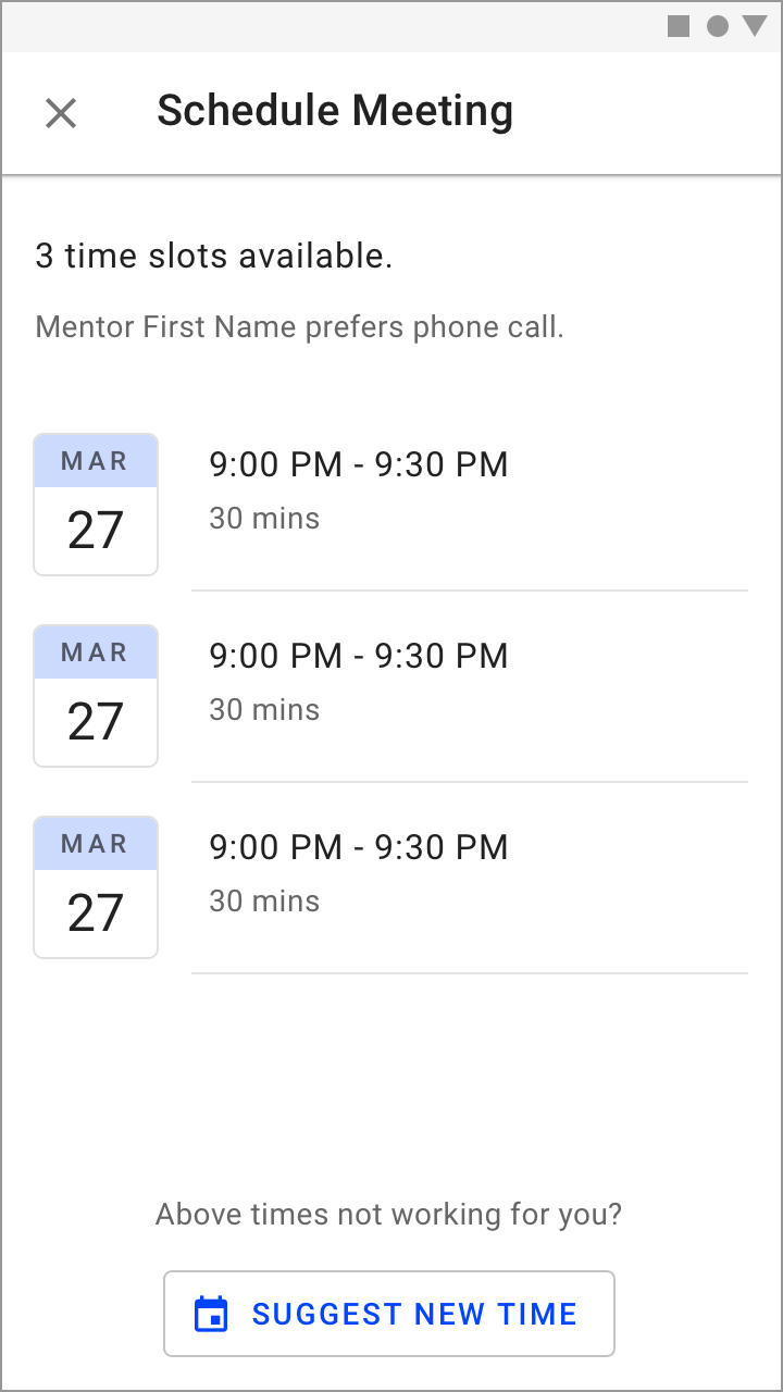 Schedule meeting screen