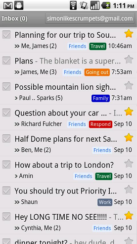 android gmail gingerbread